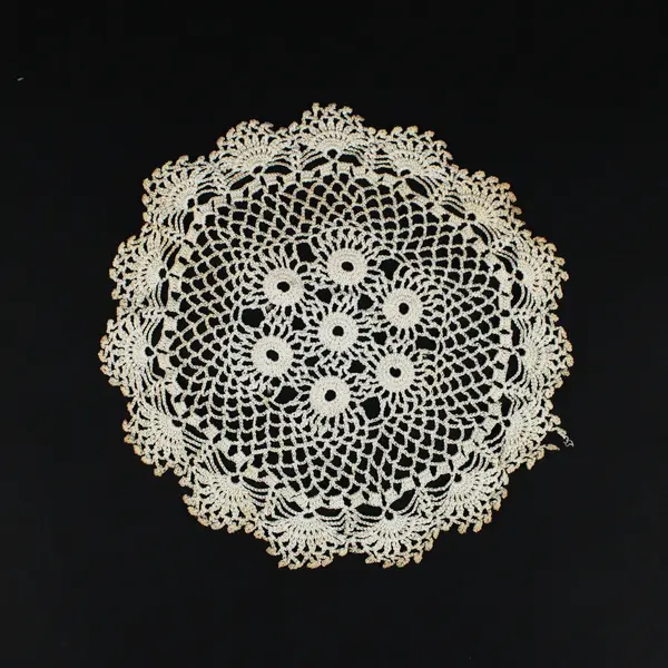 Lot of 3 White & Beige Handmade Crocheted Round Lace Doilies