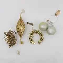 Lot of 5 Vintage Christmas Ornaments Roman Department 56 Bells Balls