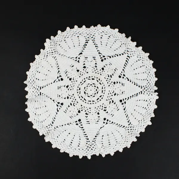 Lot of 2 Crochet Doilies White & Pink Rose Floral Centerpieces
