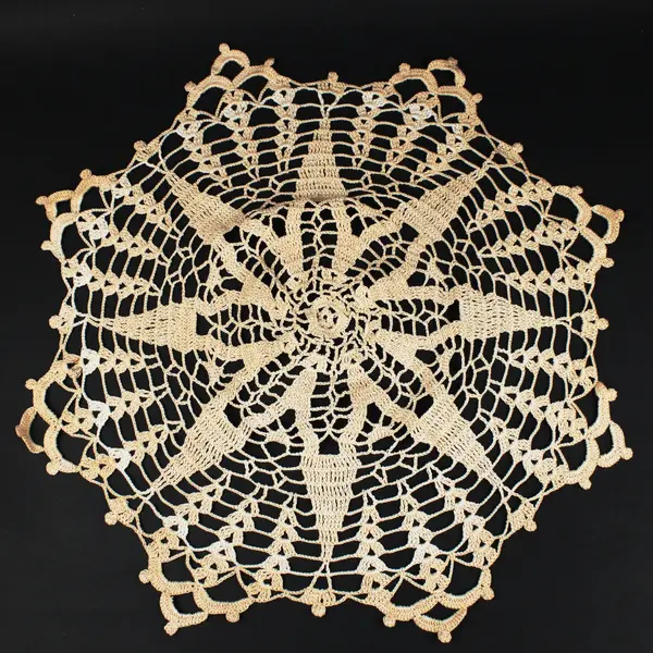 Handmade Crochet Lace Doily Table Topper Beige 19.5 x 19.5