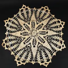 Handmade Crochet Lace Doily Table Topper Beige 19.5 x 19.5