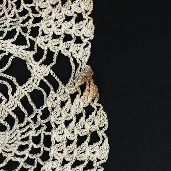 Lot of 2 Handmade Crochet Doilies Beige Off-White Lace Round Oval