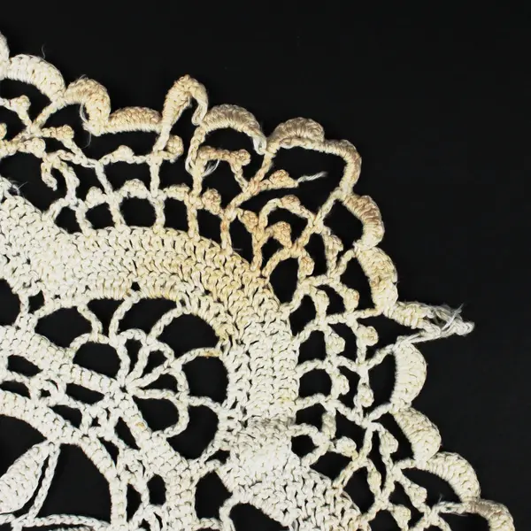 Lot of 2 Handmade Crochet Doilies Beige Off-White Lace Round Oval