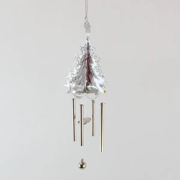 Lot of 4 Small Christmas Wind Chime Ornaments Tree Church Star Bird 1 Roman