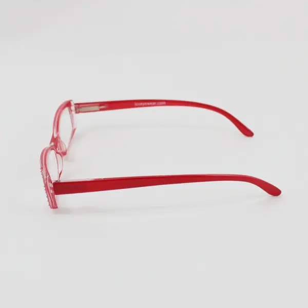 Pair ICU Eyewear Eye Readers 2.25x Green Case, Red Frames with Bling 