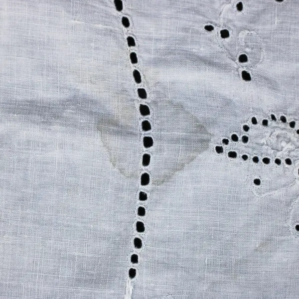 Vintage White Linen Embroidered Butterfly Table Doily 21" Scalloped Edge