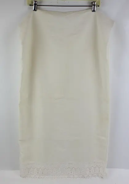 Lot of 2 King Size Pillowcases Off White w/Lace 35.5" and Pale Yellow 34.5"