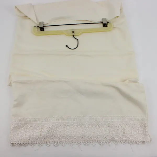Lot of 2 King Size Pillowcases Off White w/Lace 35.5" and Pale Yellow 34.5"
