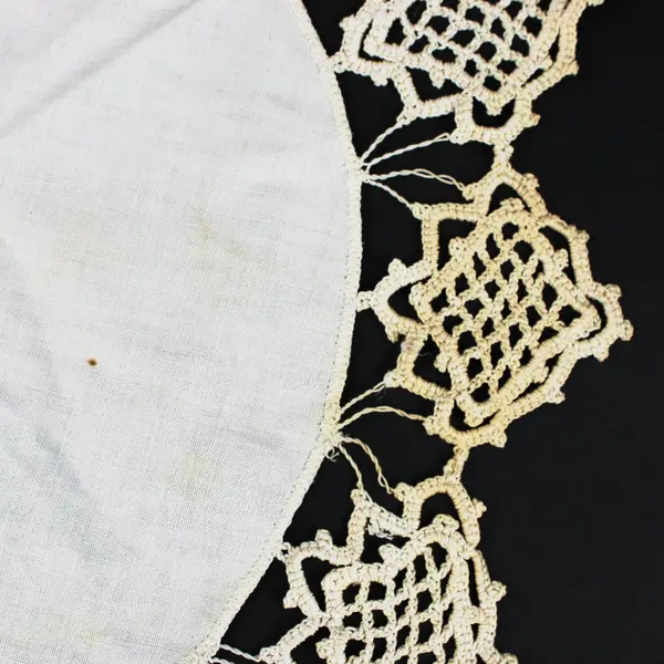 Lot of 2 Hand-Crocheted Lace Doilies Round Table Toppers White