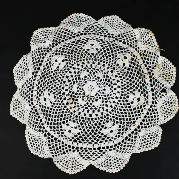 Lot of 2 Hand-Crocheted Lace Doilies Round Table Toppers White