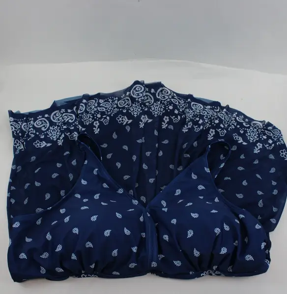 BloomChic Women's Blue White Paisley One-Piece Swimsuit Dress Size 28