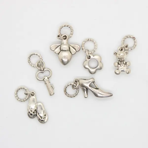 Lot of 15 Silver-Tone Cute Girly Bracelet Charms Jewelry Making Craft Supplies