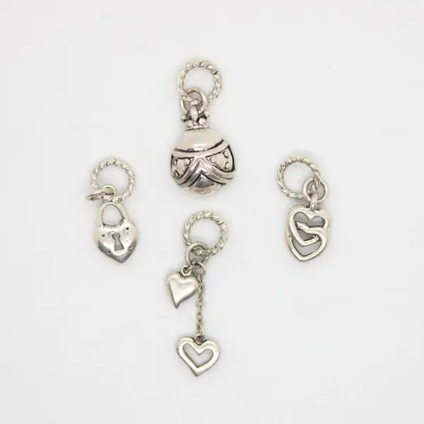 Lot of 15 Silver-Tone Cute Girly Bracelet Charms Jewelry Making Craft Supplies