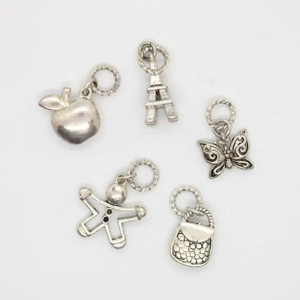 Lot of 15 Silver-Tone Cute Girly Bracelet Charms Jewelry Making Craft Supplies