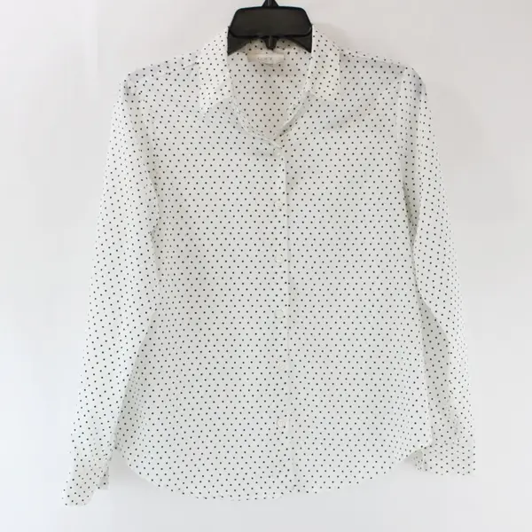 LOFT Petite Small White Black Polka Dot Blouse