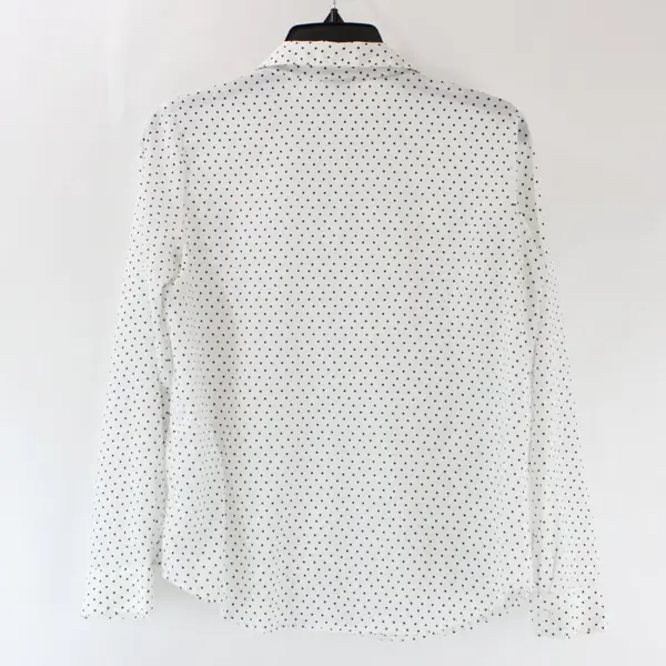 LOFT Petite Small White Black Polka Dot Blouse