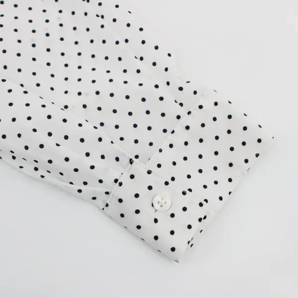 LOFT Petite Small White Black Polka Dot Blouse