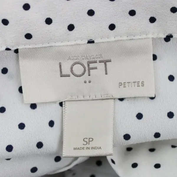 LOFT Petite Small White Black Polka Dot Blouse