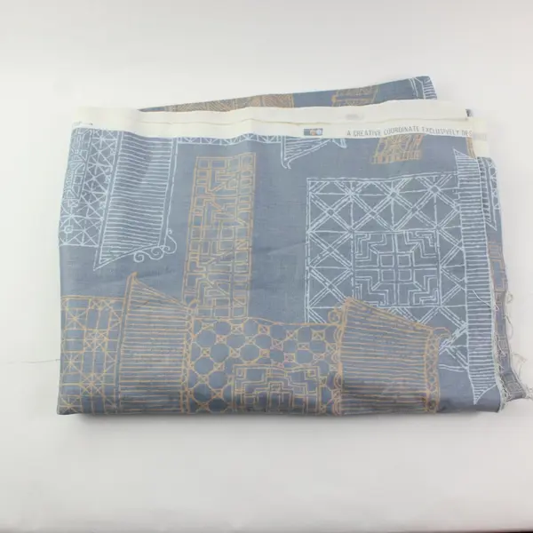 Atelier Originals Scotchgard Decorator Fabric Blue Gold Geometric 55" x 2 Yards