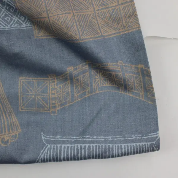 Atelier Originals Scotchgard Decorator Fabric Blue Gold Geometric 55" x 2 Yards
