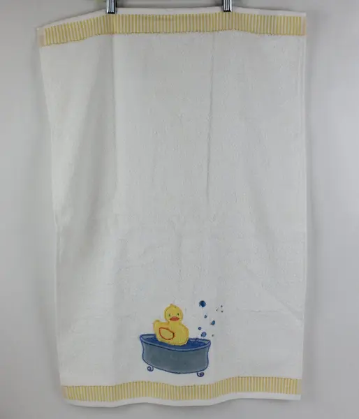 Akova Kids White Towel & Washcloth Set Blue Trim Turtle Fish