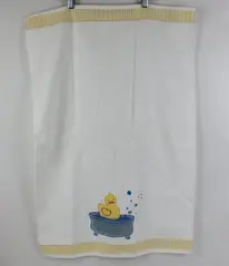 Akova Kids White Towel & Washcloth Set Blue Trim Turtle Fish