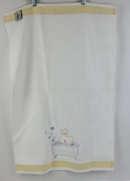 Akova Kids White Towel & Washcloth Set Blue Trim Turtle Fish