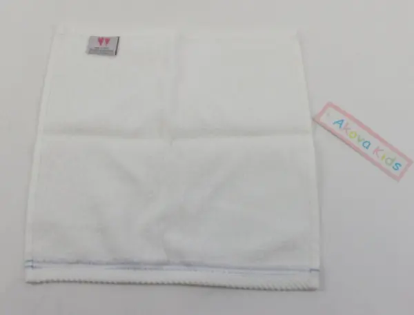 Akova Kids White Towel & Washcloth Set Blue Trim Turtle Fish