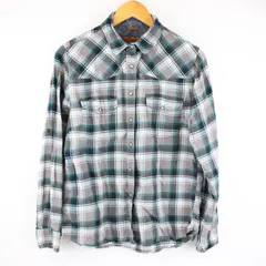 Jach's Girlfriend Bea Snap Flannel Shirt Gray Teal Plaid Women's Small