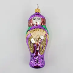 Christopher Radko Mouth-Blown Glass Ornament Purple Robes Gold Fan 5.25" Tall