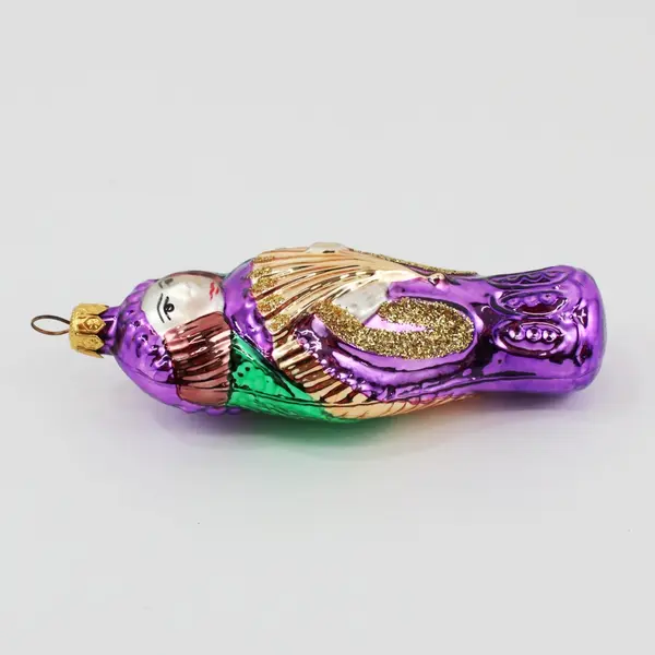 Christopher Radko Mouth-Blown Glass Ornament Purple Robes Gold Fan 5.25" Tall