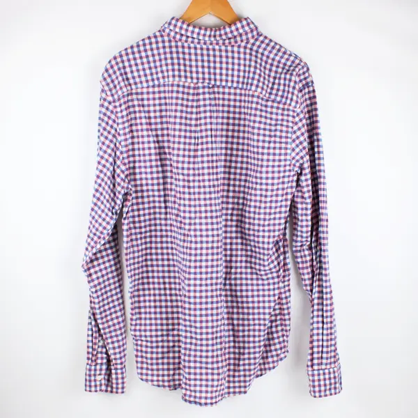 Gap Men's Large Slim Fit Gingham Button-Down Shirt Red Blue White