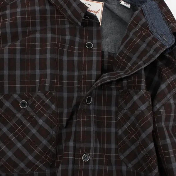 Weatherproof Men's Plaid Button-Up Shirt Large Brown Gray Long Sleeve