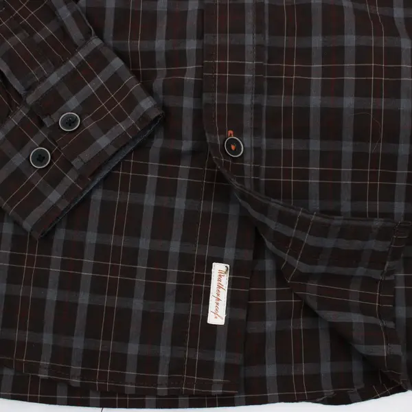 Weatherproof Men's Plaid Button-Up Shirt Large Brown Gray Long Sleeve