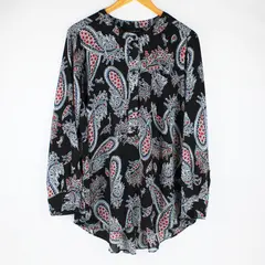 Lane Bryant Women's Multicolor Paisley Sheer Blouse 18/20 Black Long Sleeve
