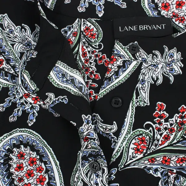Lane Bryant Women's Multicolor Paisley Sheer Blouse 18/20 Black Long Sleeve