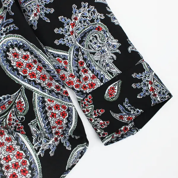 Lane Bryant Women's Multicolor Paisley Sheer Blouse 18/20 Black Long Sleeve