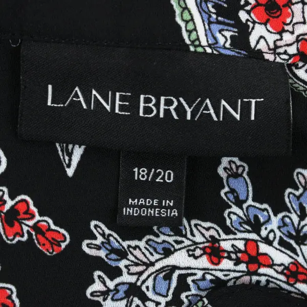 Lane Bryant Women's Multicolor Paisley Sheer Blouse 18/20 Black Long Sleeve