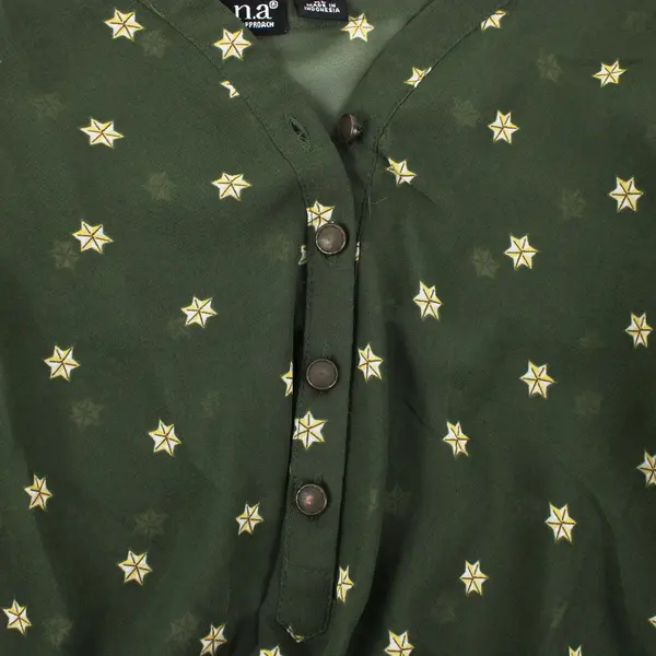 A New Approach Women's XL Green Sheer Star Print Blouse