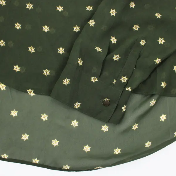 A New Approach Women's XL Green Sheer Star Print Blouse