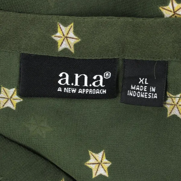 A New Approach Women's XL Green Sheer Star Print Blouse