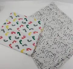 Lot of 2 Baby Receiving Blankets Footprint & Blue Star Patterns