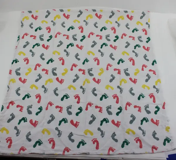 Lot of 2 Baby Receiving Blankets Footprint & Blue Star Patterns
