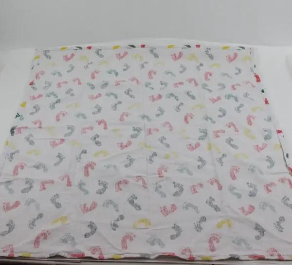 Lot of 2 Baby Receiving Blankets Footprint & Blue Star Patterns