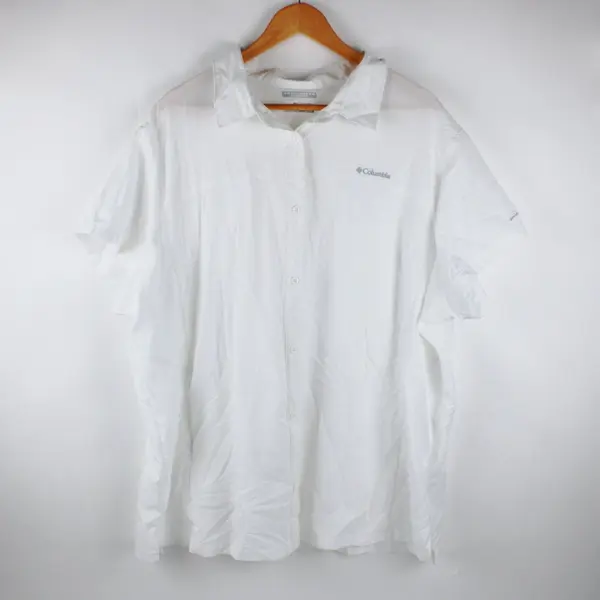 Columbia Omni-Shade Women's 3X White Short Sleeve Button-Up Shirt