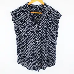 Jachs Girlfriend Women's Medium Navy Blue Diamond Print Blouse
