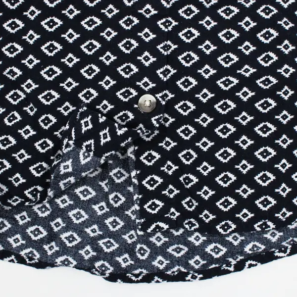 Jachs Girlfriend Women's Medium Navy Blue Diamond Print Blouse