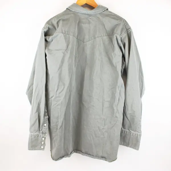 Wrangler Men's Gray Denim Western Shirt Snap Front XL