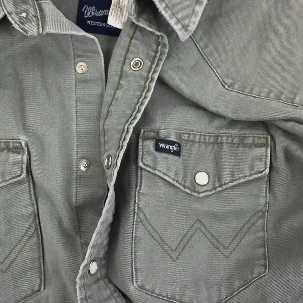 Wrangler Men's Gray Denim Western Shirt Snap Front XL