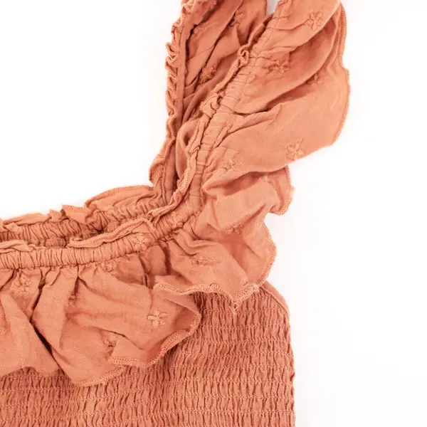 Old Navy Women's Maxi Dress Small Tall Rust Orange Smocked Tiered